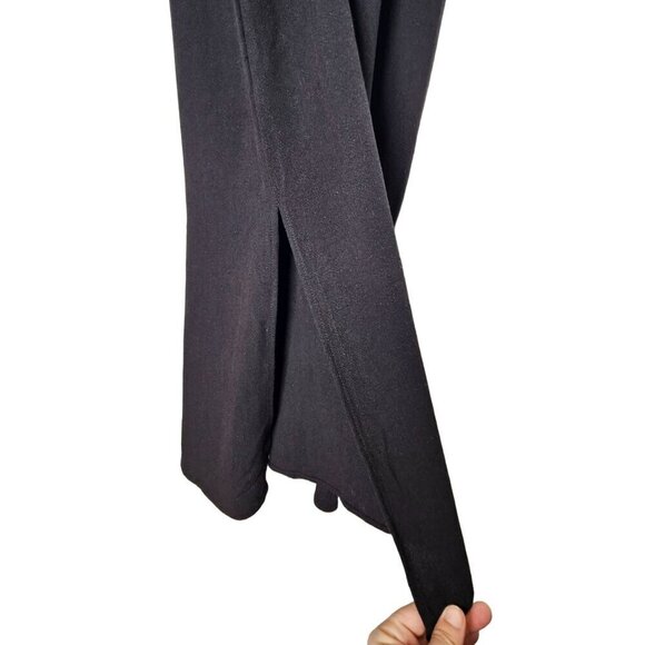 Studio B Bobeau Black Linen Side Slit Dress Midi Sleeveless Linen Blend Staple L - Picture 9 of 13